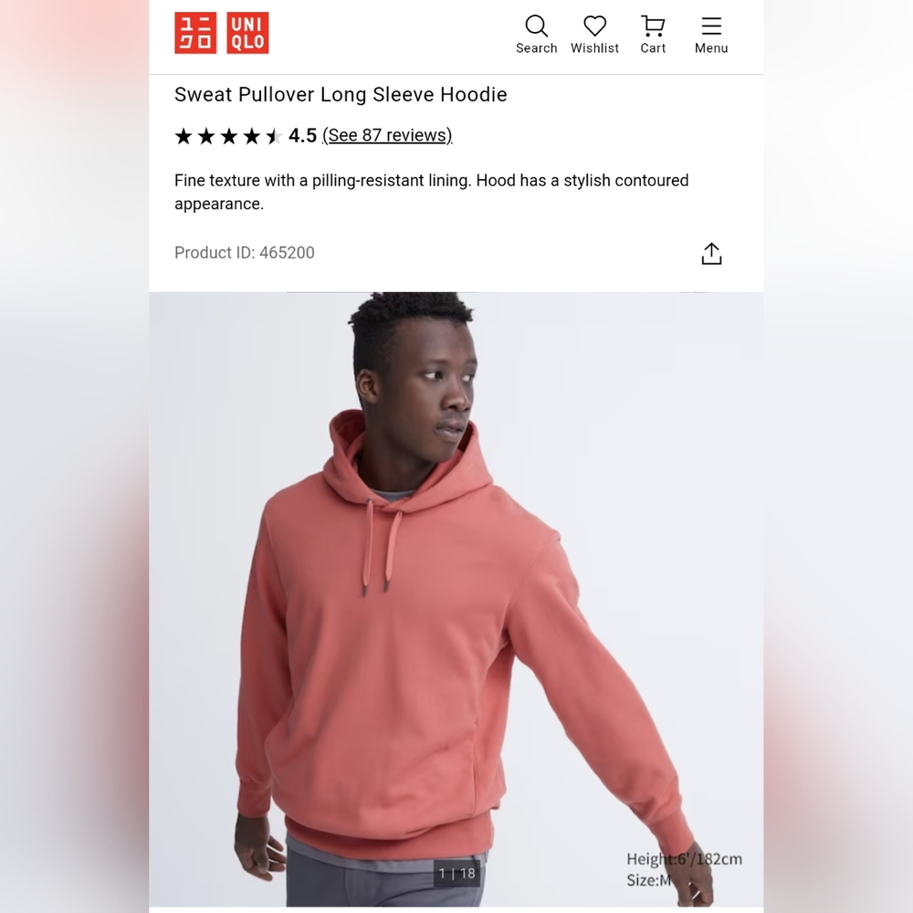 Uniqlo Pink Men's Hoodie XS